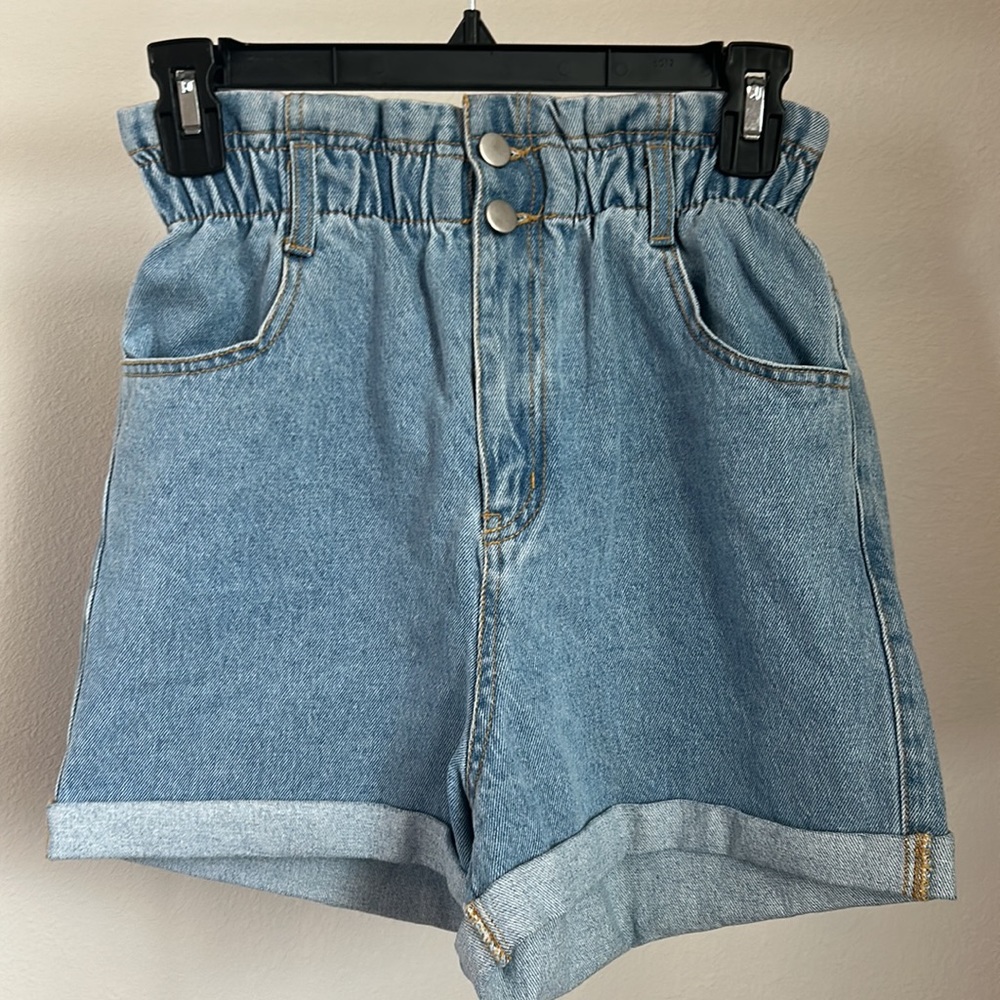 Paperbag Denim Shorts